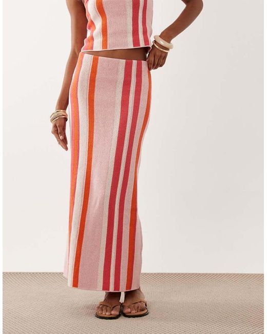 ASOS Red Stripe Knit Maxi Skirt Set
