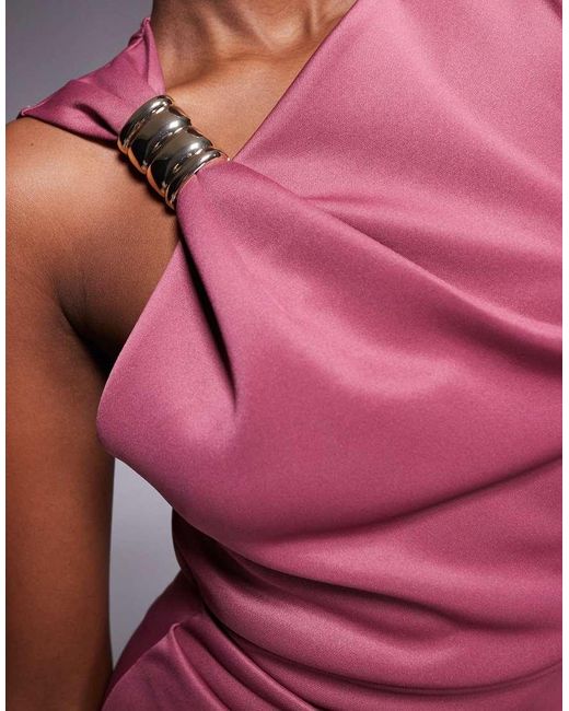 ASOS Pink Mini Dress With exaggerated Shoulder Detail And Gold Hardware
