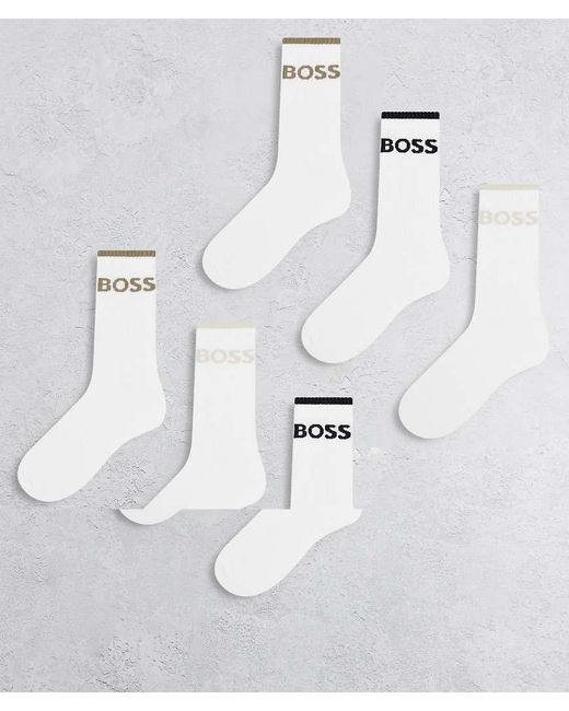 Boss White Boss Bodywear 6-pack Sport Crew Socks for men