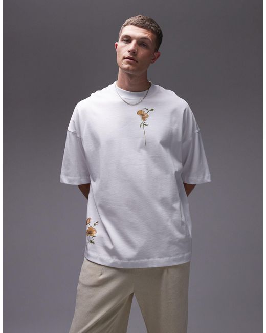 T-shirt ultra oversize Topman pour homme en coloris Gray