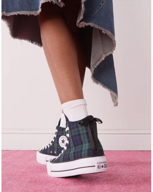 Converse Blue Chuck Taylor All Star Lift Hi Platform Trainers