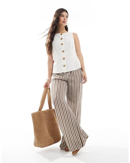 ASOS White Linen Look Button Front Waistcoat