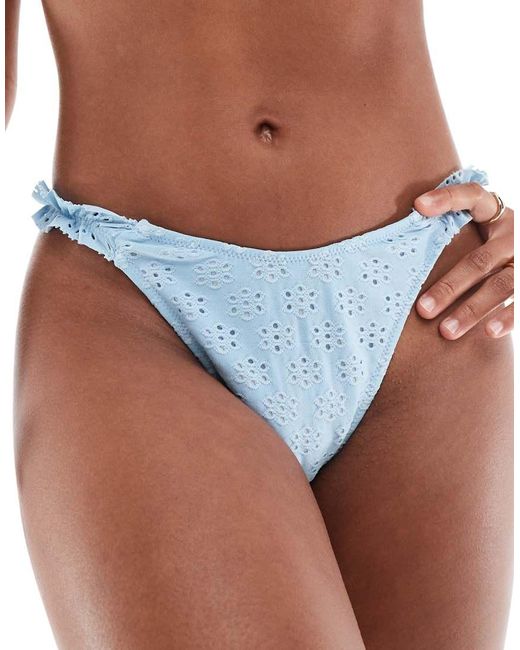 Miss Selfridge Brown Ruffle Strap Side Bikini Bottoms