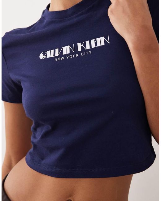 Calvin Klein Blue Cropped Baby Tee