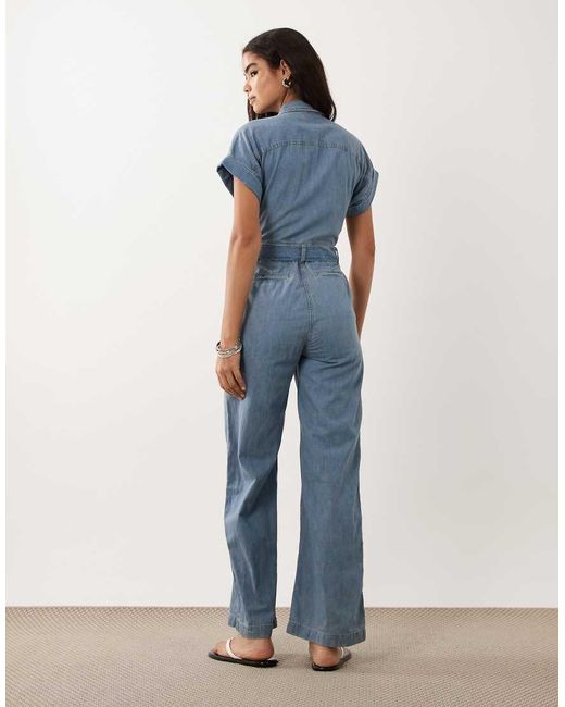 Ralph Lauren Blue Short Sleeve Denim Jumpsuit