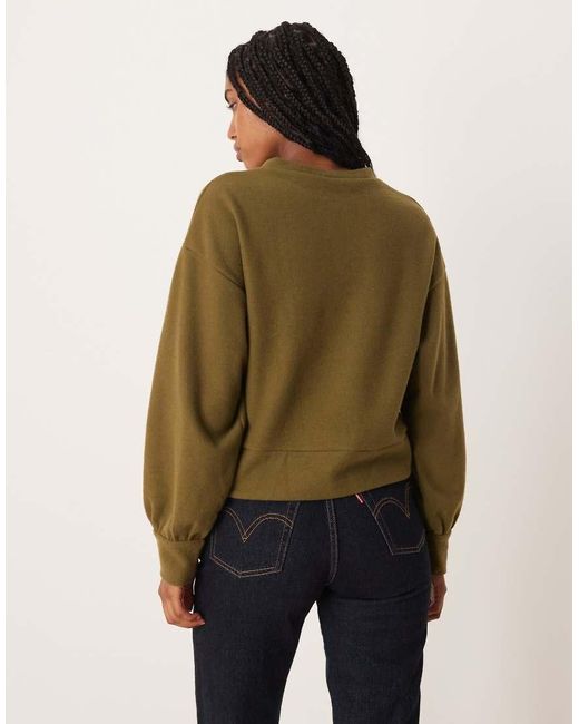 Top A Maniche Lunghe Oliva Scuro Morbido Con Dettaglio Raccolto di ASOS in Natural