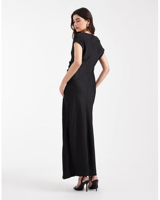 Vero Moda White Satin Drape Neck Cap Sleeve Maxi Dress