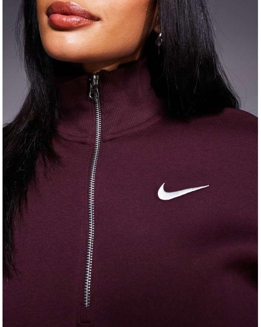 Nike Purple Phoenix Fleece Half Zip Cropped Sweatshirt