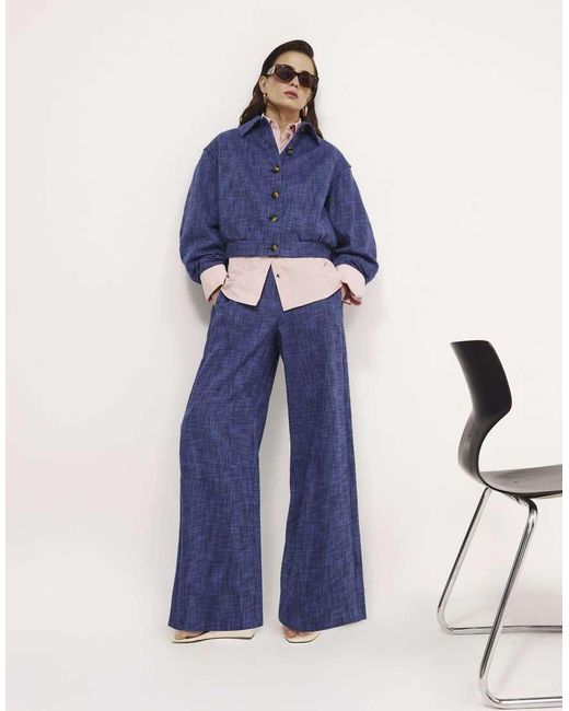 River Island Blue Wide Leg Trousers