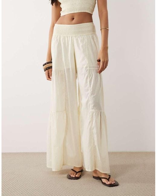 Iisla & Bird Natural Semi-sheer Floaty Wide Leg Trouser