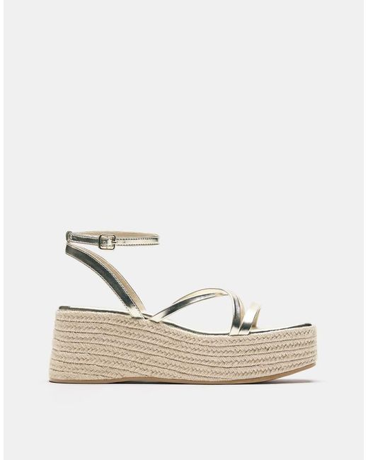 Pull&Bear Natural Strappy Wedge Sandals