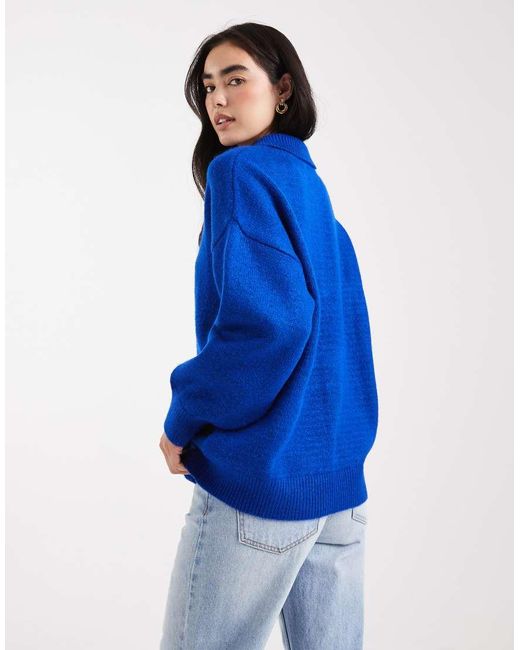 ASOS Blue Knitted Compact Rugby Shirt