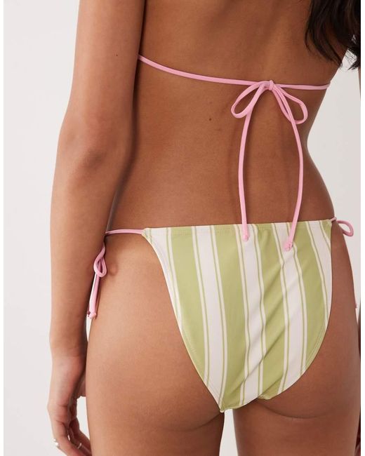 Brave Soul Green Tie Side Bikini Bottoms With Bow Detail