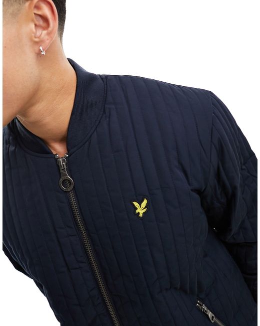Lyle & Scott Blue Icon Logo Borg Lined Quilted Jacket for men
