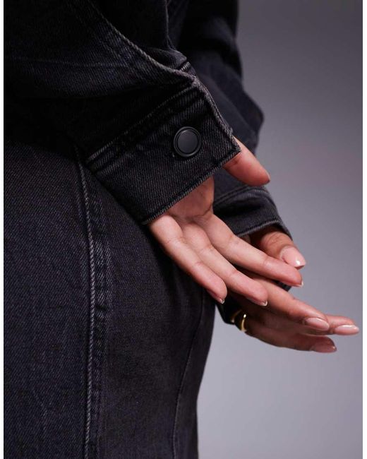 GOOD AMERICAN Blue Denim Cinched Waist Curve Hem Shirt Dress