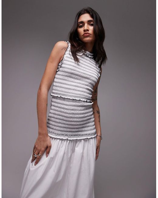 TOPSHOP Gray – ärmelloses, gesmoktes kleid