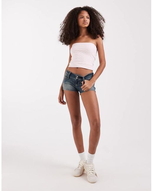 Hollister White Y2k Low Waist Denim Shorts