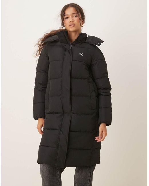 Calvin Klein Black Long Essential Puffer Jacket