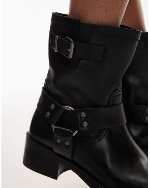 Tommy Hilfiger Black Biker Boots With Buckle