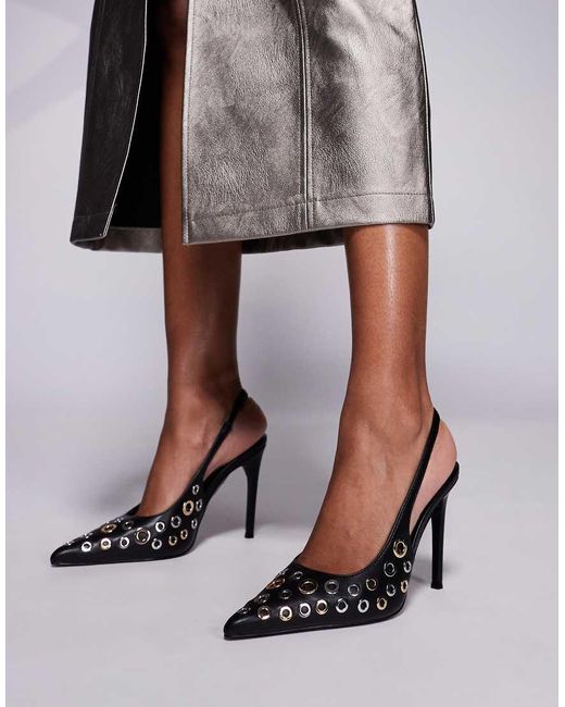Steve Madden Gray Alchemy Eyelet Detail Sling Back Heels