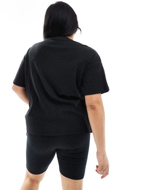 Noisy May Black Oversize Ribbed T-shirt Co-ord