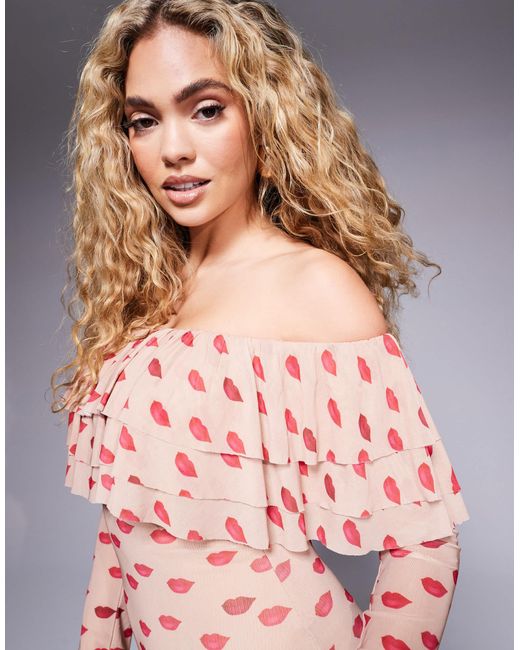 AFRM Multicolor Dahlia Off The Shoulder Maxi Dress With Ruffle Detail