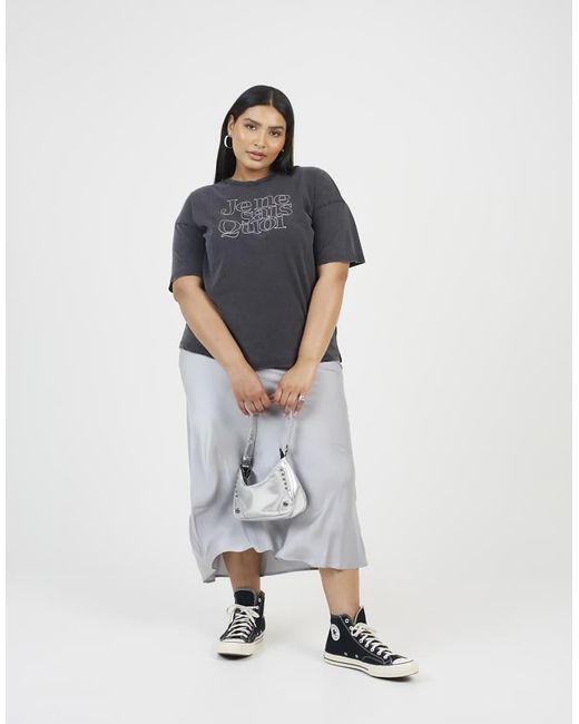 Brave Soul Blue Curve Acid Wash Graphic Print Oversized T-Shirt