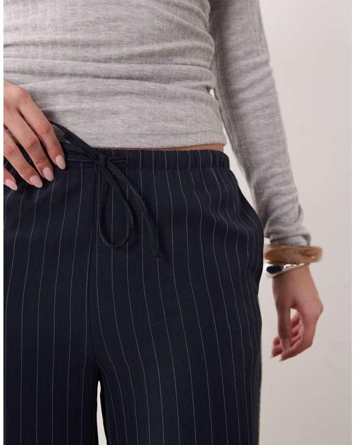 New Look Blue Pinstripe Wide Leg Trousers
