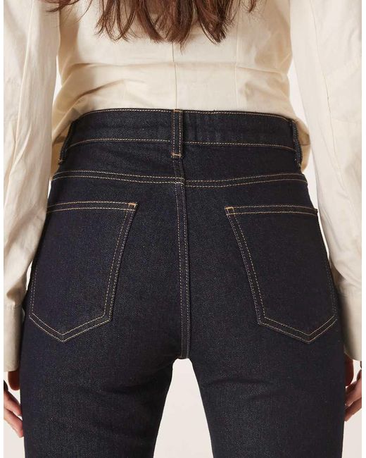 ASOS Natural High Rise Slim Straight Ankle Grazer Jean