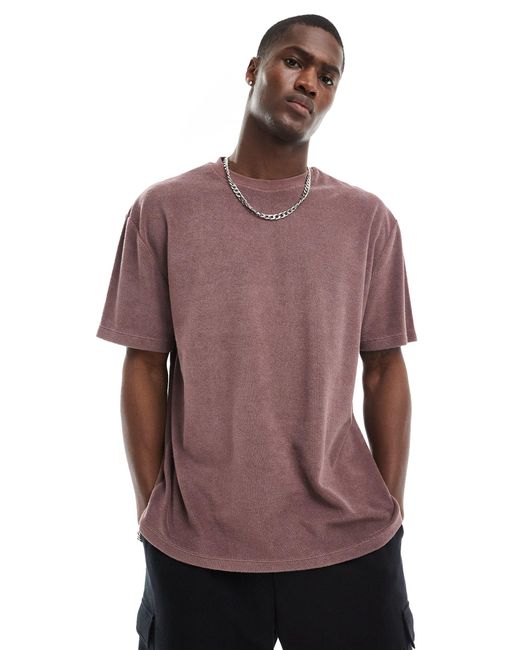 T-shirt décontracté en tissu éponge - marron délavé ASOS pour homme en coloris Purple