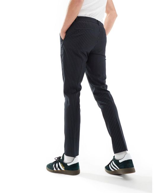 ASOS Black Skinny Pinstripe Smart Pants for men