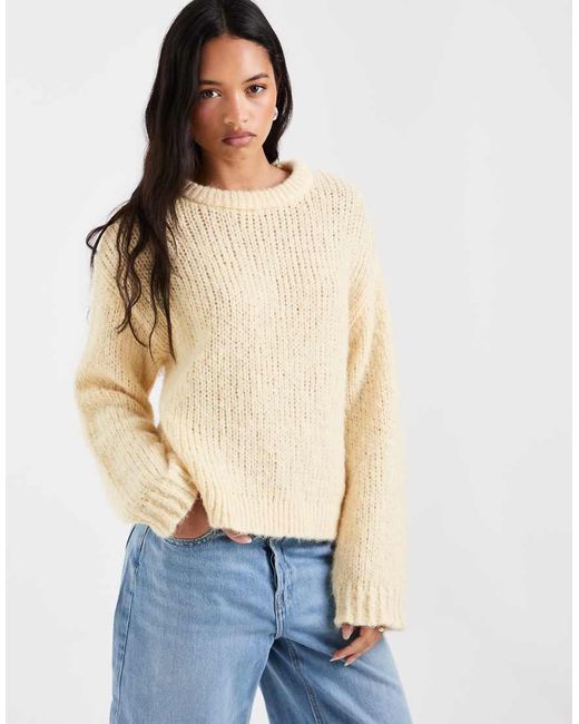 Pieces Natural Chunky Knitted Jumper