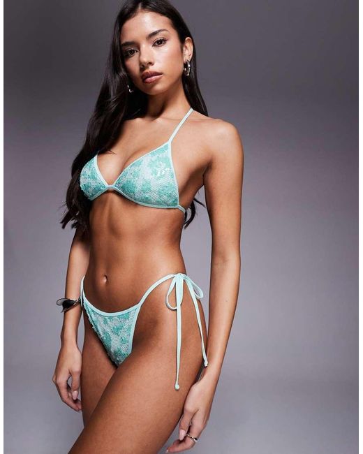 South Beach Blue Sequin Tieside Bikini Bottom