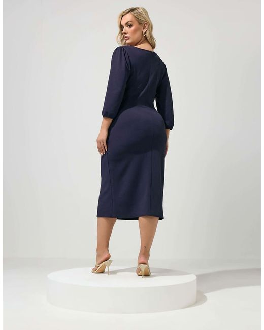 Yours Clothing Blue Buckle Wrap Midi Dress