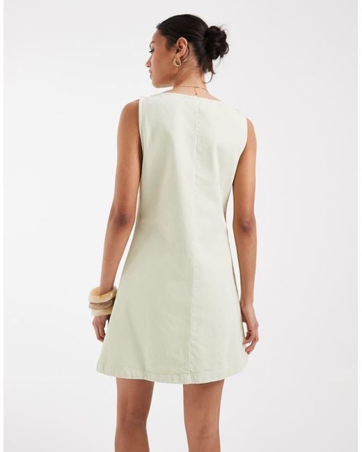 ASOS White Denim Fit And Flare Mini Dress Detail