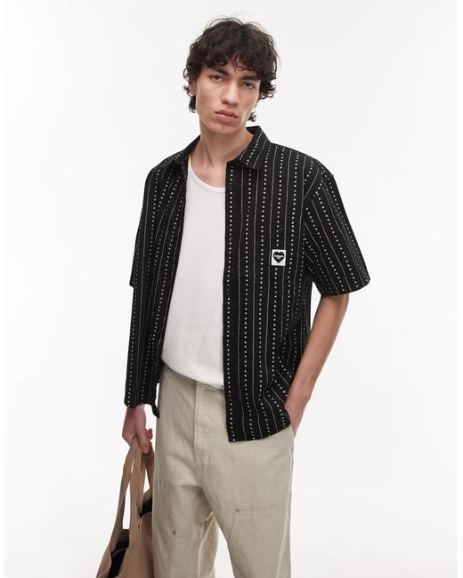 Drewe - chemise manches courtes à rayures et motif cœur Carhartt pour homme en coloris Black