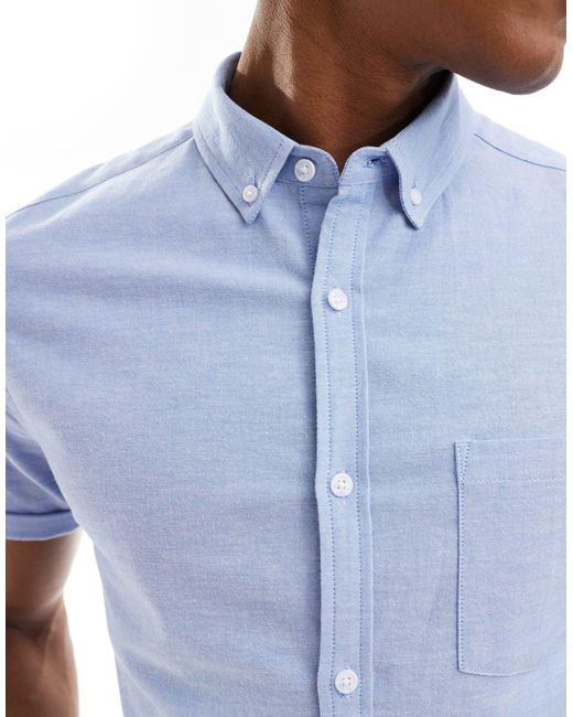 Chemise oxford coupe slim à manches courtes ASOS pour homme en coloris Blue