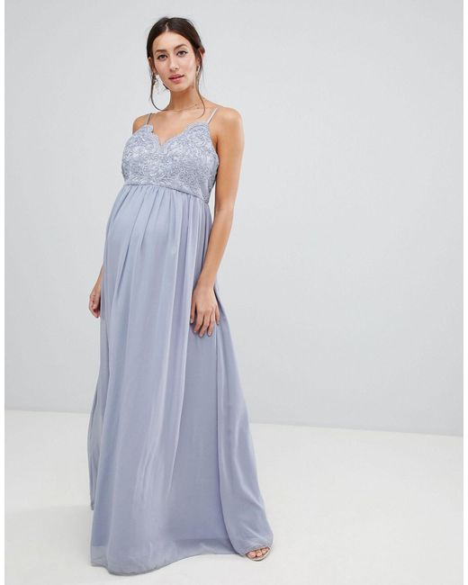 chi chi london cami strap maxi dress with premium lace