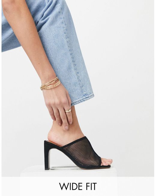 heeled mesh mules