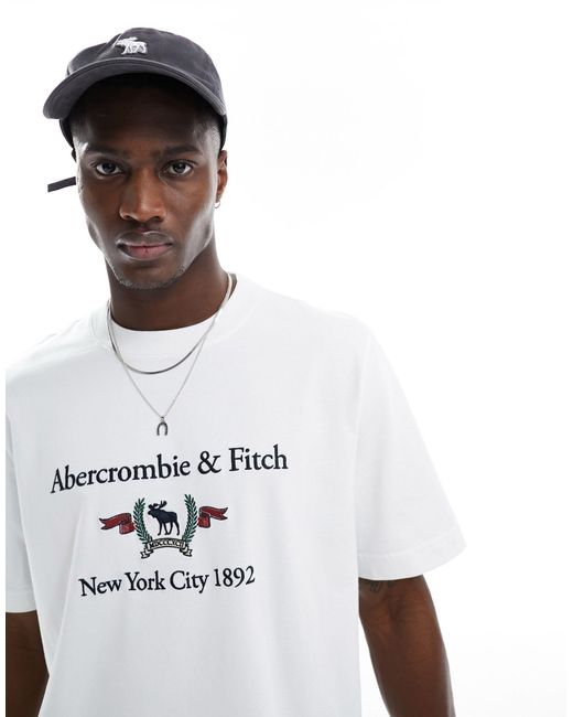 Abercrombie & Fitch White Heritage Crest Logo T-shirt for men