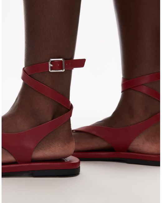 TOPSHOP Brown – jeremiah – zehensteg-sandale