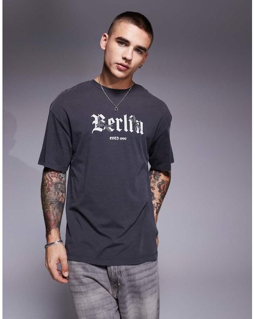 ADPT Oversized T-Shirt Met 'Berlin'-Print in het Blue voor heren
