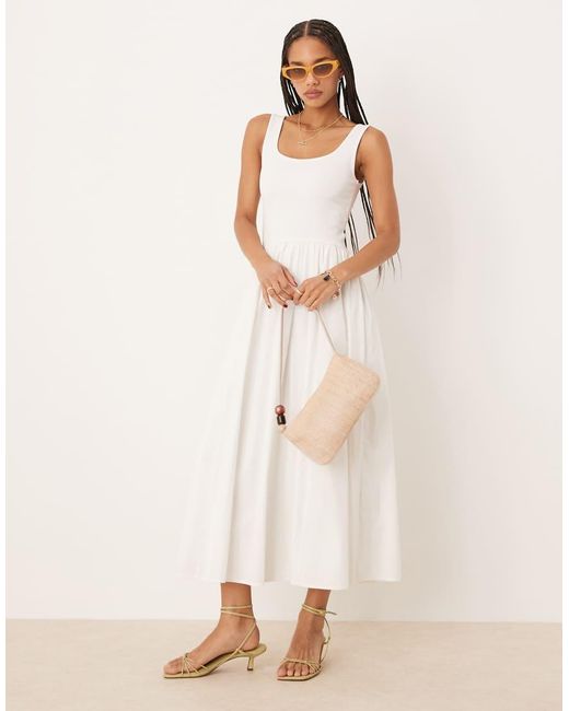 Nobody's Child Natural Colorado Square Neck Midi Dress