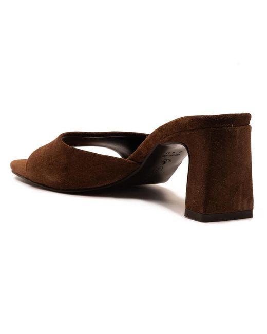 OFF THE HOOK Brown 'Park' Suede Leather Block Heel Heeled Sandals
