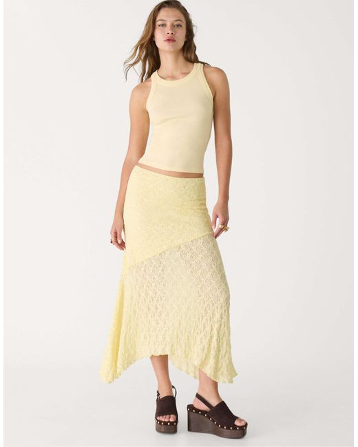 Stradivarius Natural – midirock aus spitze