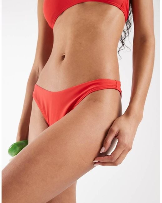 Reclaimed Vintage Red Cheeky Hipster Bikini Bottoms