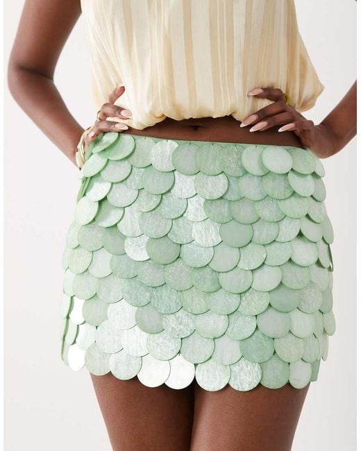 Missy Empire Green Shell Disc Sequin Mini Skirt