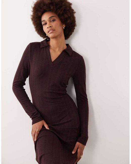 JDY Tall Purple Knitted Polo Maxi Dress