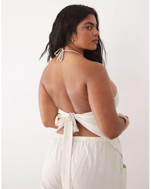 Esmee Curve Natural Halterneck Beach Top