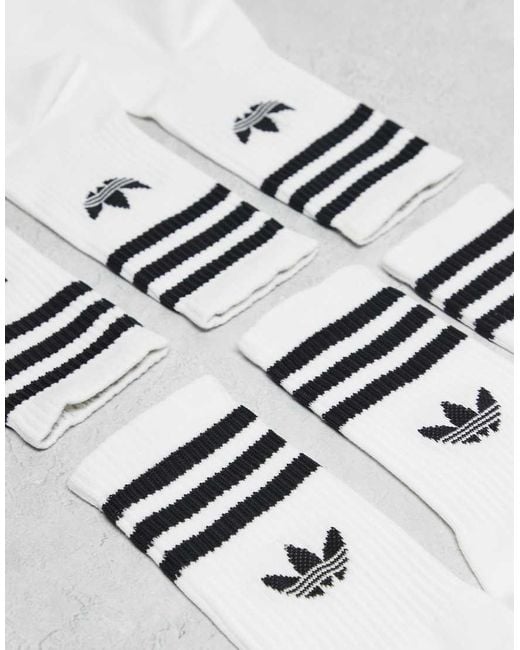 Adidas Originals White Adicolor Trefoil 6 Pack Crew Socks